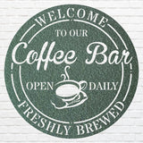 Coffee Bar Sign, Custom Metal Bar Wall Art, Metal Coffee Bar Ideas, Round Bar Wall Decor, Coffee Shop Metal Wall Art