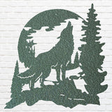 Howling Wolf Wall Art, Metal Animal Wall Art, Wolf Howling at Moon Metal Decor, Laser Cut Metal Wolf Wall Art