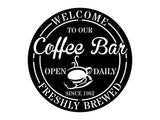 Coffee Bar Sign, Custom Metal Bar Wall Art, Metal Coffee Bar Ideas, Round Bar Wall Decor, Coffee Shop Metal Wall Art