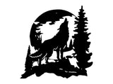 Howling Wolf Wall Art, Metal Animal Wall Art, Wolf Howling at Moon Metal Decor, Laser Cut Metal Wolf Wall Art