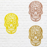 Floral Skull Metal Wall Art, Sugar Skull Laser Cut Metal Art, Gothic Home Decor, Metal Human Skull Farmhouse Wall Decor