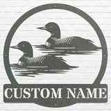 Personalized Metal Loon Wall Art, Loon in Water Metal Artwork, Custom Metal Wall Art, Metal Art Lake House Decor, Lover Gift