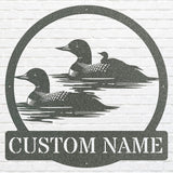 Custom Metal Bird Wall Art, Loon Family with Baby Metal Artwork, Metal Loon Aesthetic Room Decor, Outdoor Garden Decor