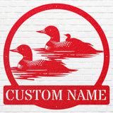 Custom Metal Bird Wall Art, Loon Family with Baby Metal Artwork, Metal Loon Aesthetic Room Decor, Outdoor Garden Decor