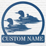 Custom Metal Bird Wall Art, Loon Family with Baby Metal Artwork, Metal Loon Aesthetic Room Decor, Outdoor Garden Decor